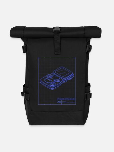Blaupause Handheld Skizze - Rolltop Rucksack - Schwarz