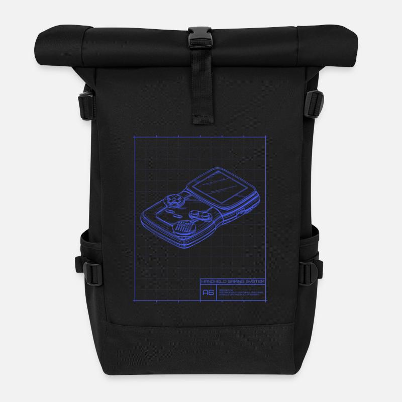Blaupause Handheld Skizze - Rolltop Rucksack - Schwarz