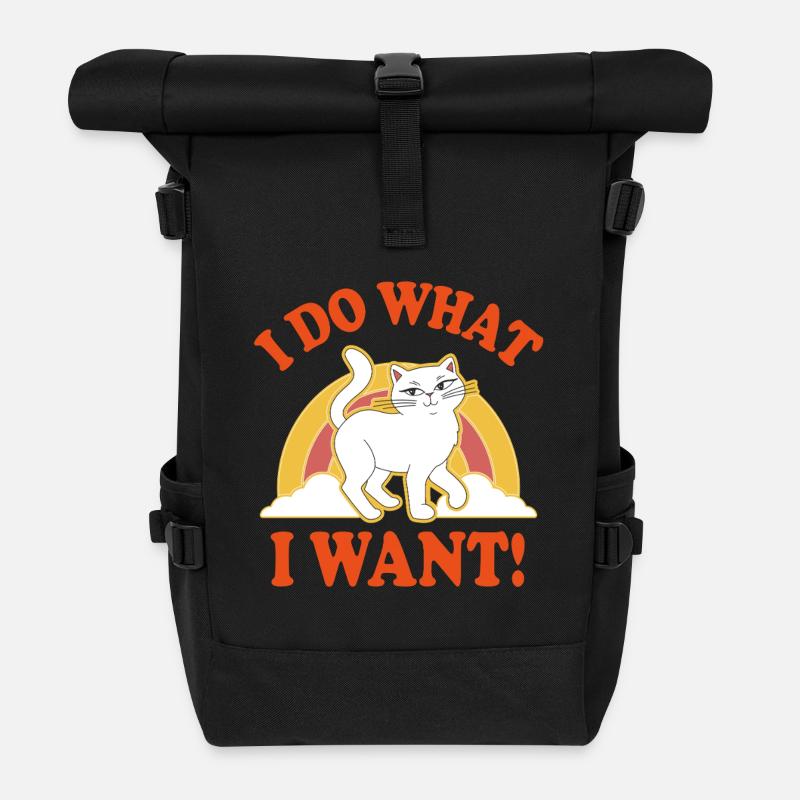 Katzenpower I Do What I Want - Rolltop Rucksack - Schwarz