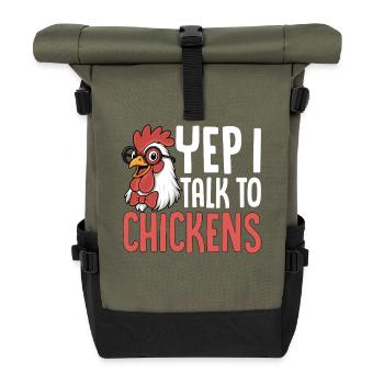 Je m’adresse à des poules en disant - Sac à dos roll top - olive/noir - Devant