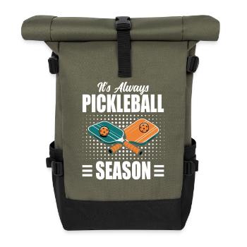 Pickleball Sport Paddleball Sportsman Gift - Roll Top Backpack - olive/black - Front