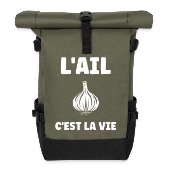 KNOBLAUCH IST LEBEN - Rolltop Rucksack - Olive/Schwarz - Vorne