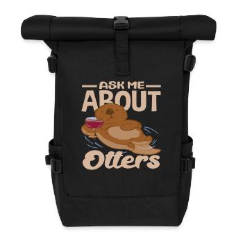 Seeotter Cartoon Frag Mich Über Otter - Rolltop Rucksack - Schwarz - Vorne