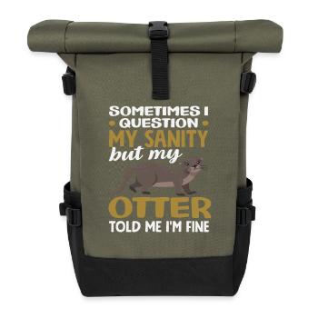 Sea Otter Sanity Animal Lover - Roll Top Backpack - olive/black - Front
