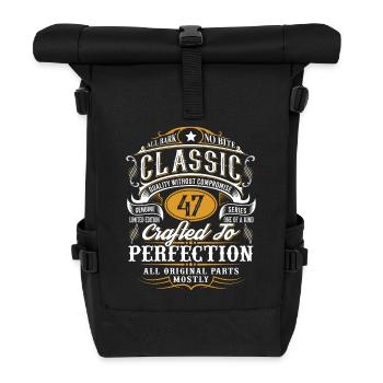 47. Geburtstag - Rolltop Rucksack - Schwarz - Vorne