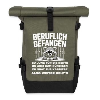 Office & Job Colleagues Workers Fun Work - Roll Top Backpack - olive/black - Front