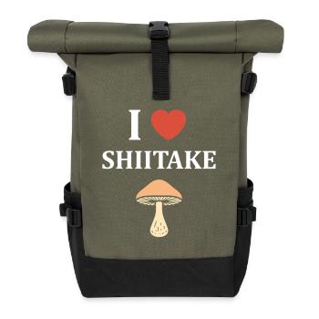 I Love Shiitake Heart Mushroom - Roll Top Backpack - olive/black - Front