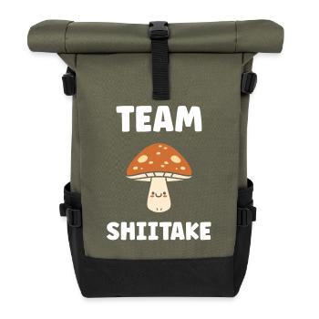 Team Shiitake: Kawaii-Pilz - Rolltop Rucksack - Olive/Schwarz - Vorne