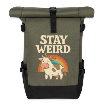 Stay crazy - Roll Top Backpack - olive/black - Front