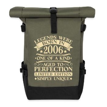 20. Geburtstag Vintage 2006 Jahrgang - Rolltop Rucksack - Olive/Schwarz - Vorne
