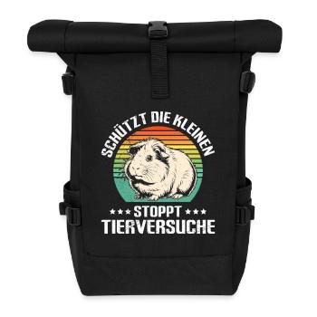 Animals PROTECTS THE LITTLE ONES STOPS ANIMAL TESTING - Roll Top Backpack - black - Front