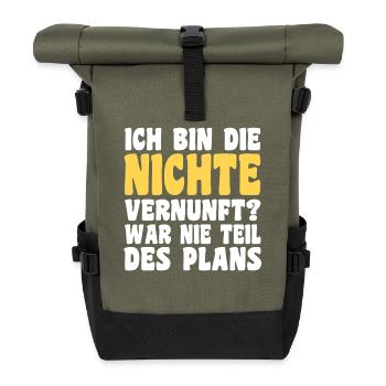 Nièce motif familial - Sac à dos roll top - olive/noir - Devant