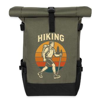 Hiking Retro Sonnenuntergang - Rolltop Rucksack - Olive/Schwarz - Vorne