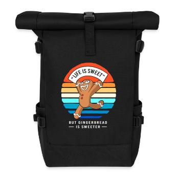 Lebkuchen Weihnachten Lebkuchenmann Gingerbread - Rolltop Rucksack - Schwarz - Vorne