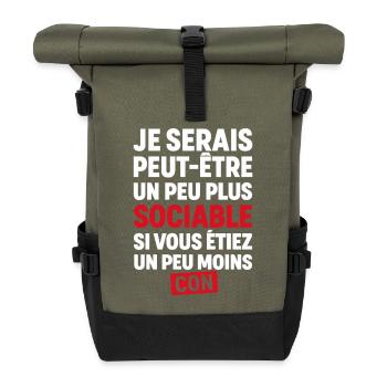 I might be more sociable if you were - Roll Top Backpack - olive/black - Front
