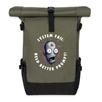 NEED BETTER PROMPT Nerds Promt Ingenieur - Rolltop Rucksack - Olive/Schwarz - Vorne