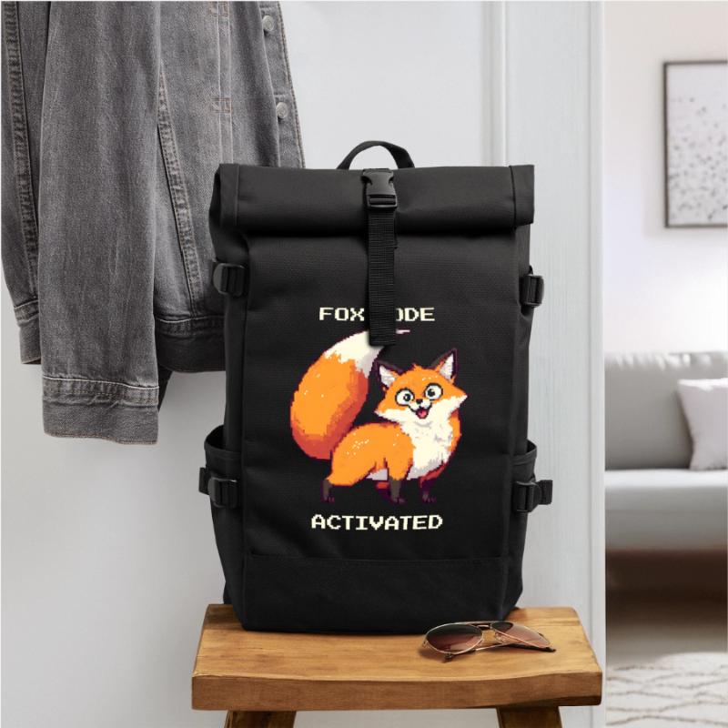 Fox Mode Enabled | derpy fox humor Roll Top Backpack