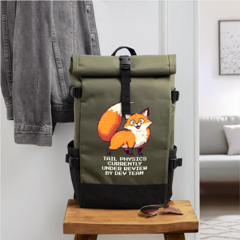 Tail physics in the exam | Fox, Dev, Humor Roll Top Backpack