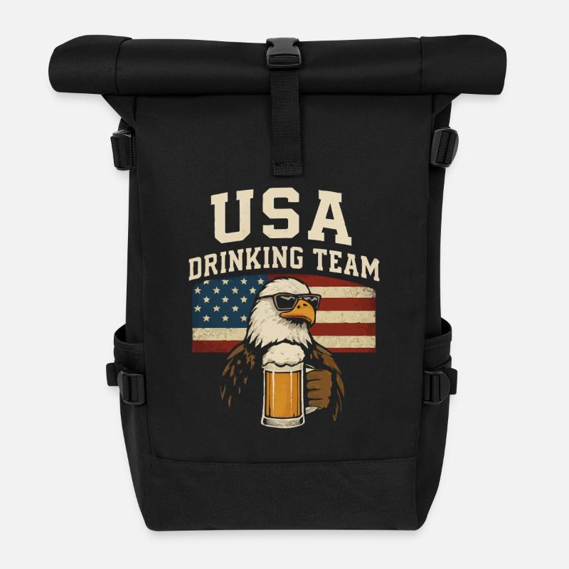 USA Drinker Team - Roll Top Backpack - black