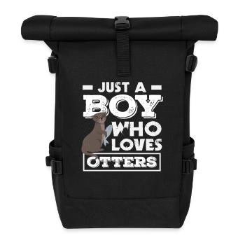 Seeotter Cartoon Junge Liebt Otter Grafik - Rolltop Rucksack - Schwarz - Vorne
