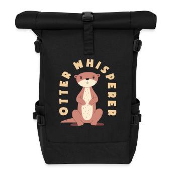 Seeotter Cartoon Flüsterer - Rolltop Rucksack - Schwarz - Vorne