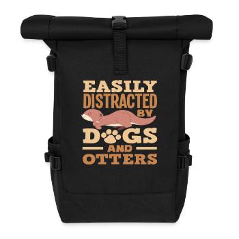 Seeotter Cartoon Hunde - Rolltop Rucksack - Schwarz - Vorne