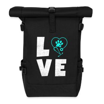 Tierliebe Logo mit Pfotenherz - Rolltop Rucksack - Schwarz - Vorne