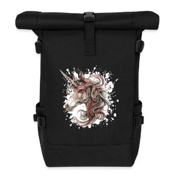 Unicorn Kopf mit Farbwirbel - Rolltop Rucksack - Schwarz - Vorne