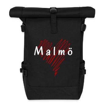 I Love Malmö, Malmö Sweden - Roll Top Backpack - black - Front