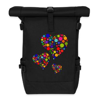 Coeurs pointillés colorés - Sac à dos roll top - noir - Devant
