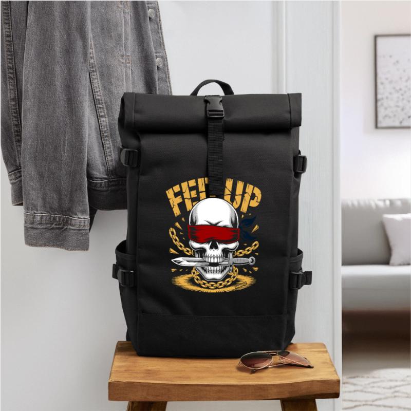 Blind skull with chain, muzzle full Roll Top Backpack