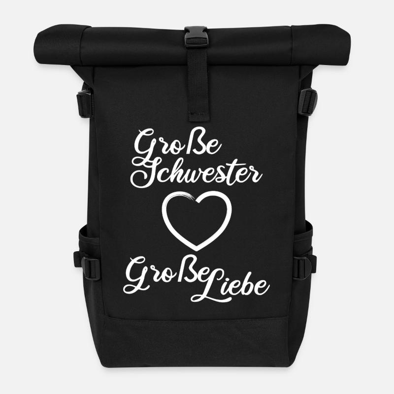 Big Sister Big Love - Roll Top Backpack - black