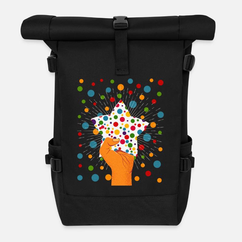 Spotty In Need 2025 Heart Dotty Spots Children - Roll Top Backpack - black