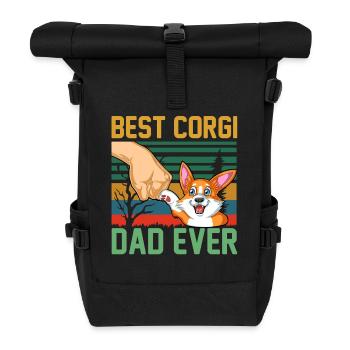 Best Corgi Dad Ever – Funny Corgi Owner Gift - Roll Top Backpack - black - Front