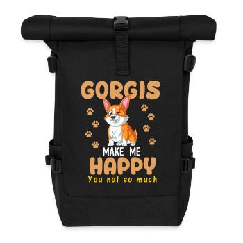 Le corgi me rend heureux - Sac à dos roll top - noir - Devant