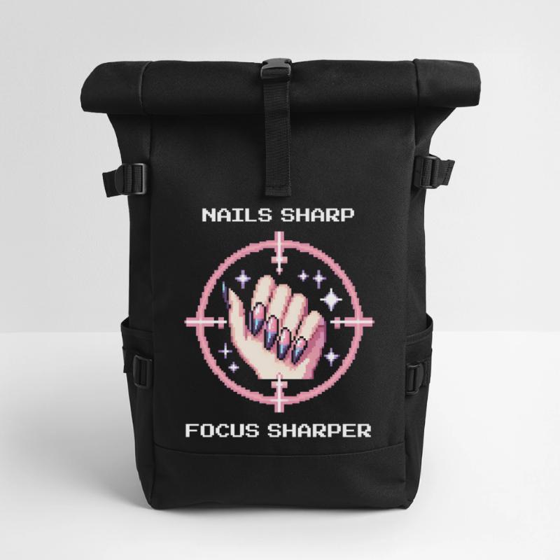 Sharp nails, even sharper focus | Girly Edge Roll Top Backpack