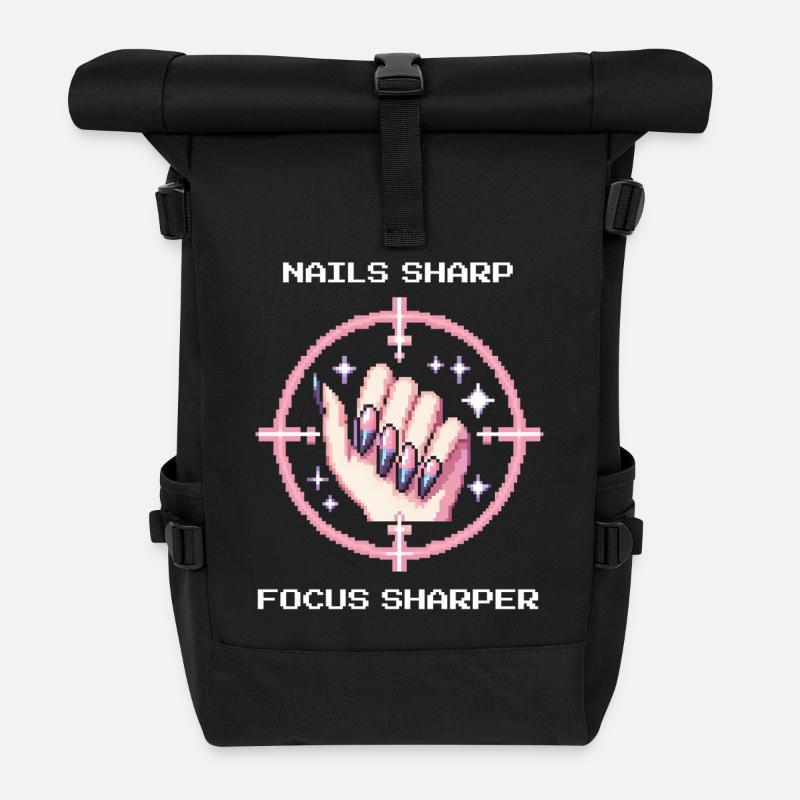 Scharfe Nägel, noch schärferer Fokus | Girly Edge - Rolltop Rucksack - Schwarz