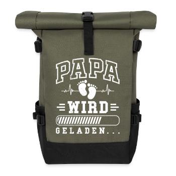 Dad-to-be DADDY IS LOADING FUNNY - Roll Top Backpack - olive/black - Front