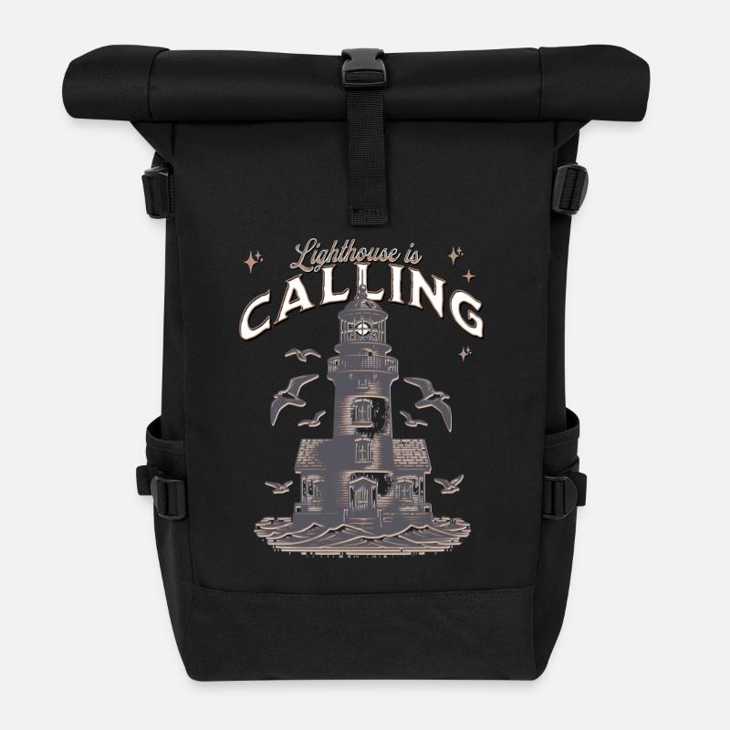 Leuchtturm ruft Küstennächte - Rolltop Rucksack - Schwarz