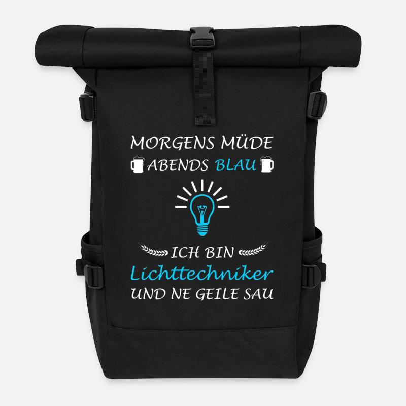 Lighting Technician Lighting Technology Saying Lighting Designer - Roll Top Backpack - black