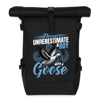 Drôle d’oiseau oie - Sac à dos roll top - noir - Devant