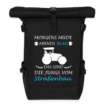 Straßenbau Straßenbauer Bauarbeiter - Rolltop Rucksack - Schwarz - Vorne