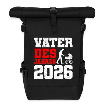 Vaterschaft VATER DES JAHRES 2026 LUSTIG - Rolltop Rucksack - Schwarz - Vorne