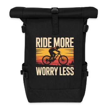 Fahrrad Fahren Radfahrer Mountainbike MTB - Rolltop Rucksack - Schwarz - Vorne