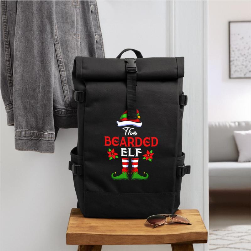 Elfe Elf Weihnachtsgeschenk Bart Bärtig Friseur Rolltop Rucksack