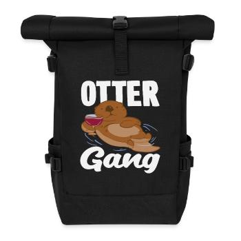 Seeotter Cartoon Bande - Rolltop Rucksack - Schwarz - Vorne