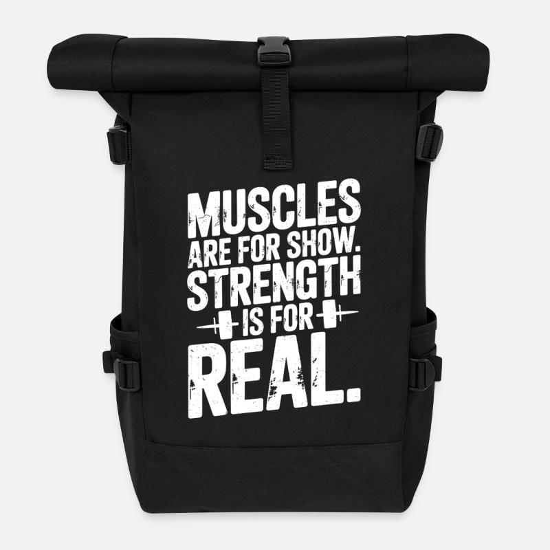 La vraie force au-delà de la musculation de la musculation - Sac à dos roll top - noir