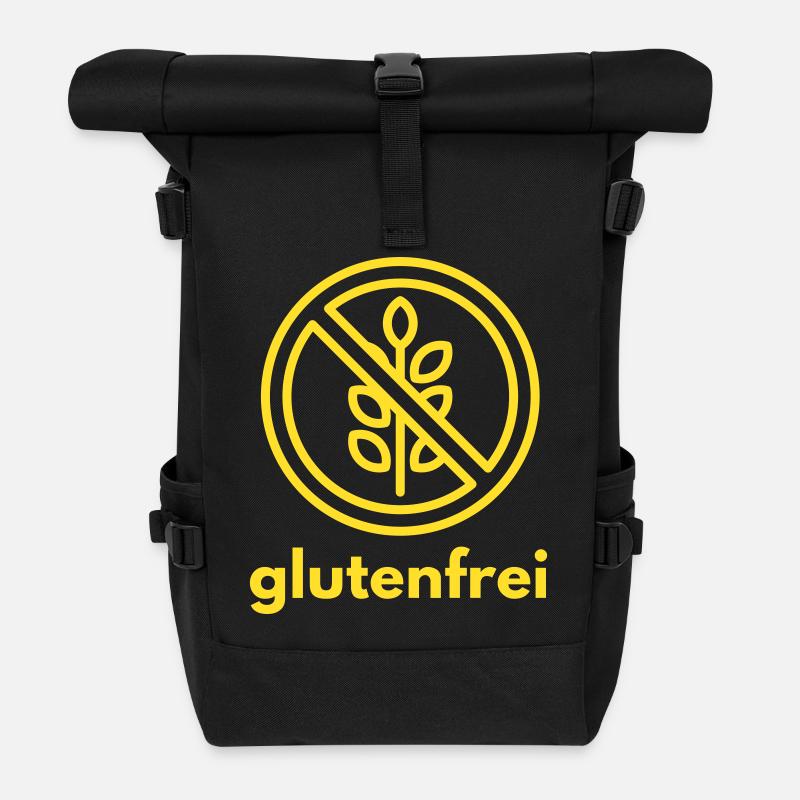 Glutenfrei Symbol in Gelb - Rolltop Rucksack - Schwarz