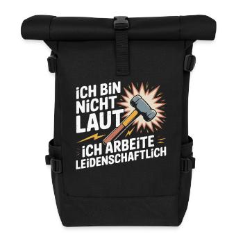Passion instead of noise – Hammer motif - Roll Top Backpack - black - Front