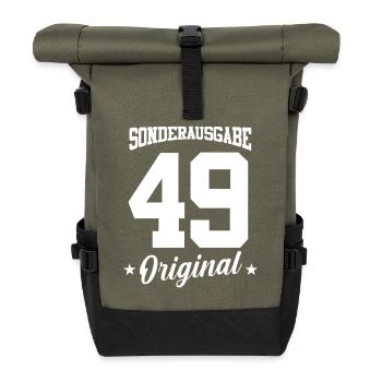 49 Geburtstag - Rolltop Rucksack - Olive/Schwarz - Vorne
